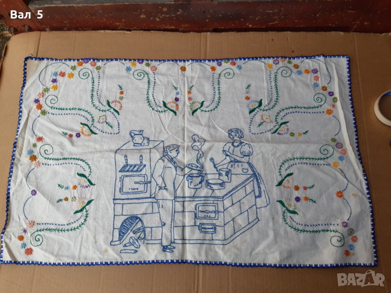 Ръчно бродиран стар ковьор . Ръчна бродерия, снимка 1