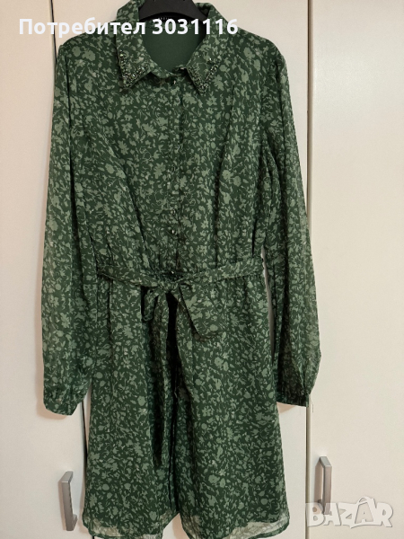 Дамска рокля, зелена, размер М, снимка 1