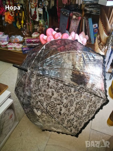 Черен прозрачен чадър, снимка 1