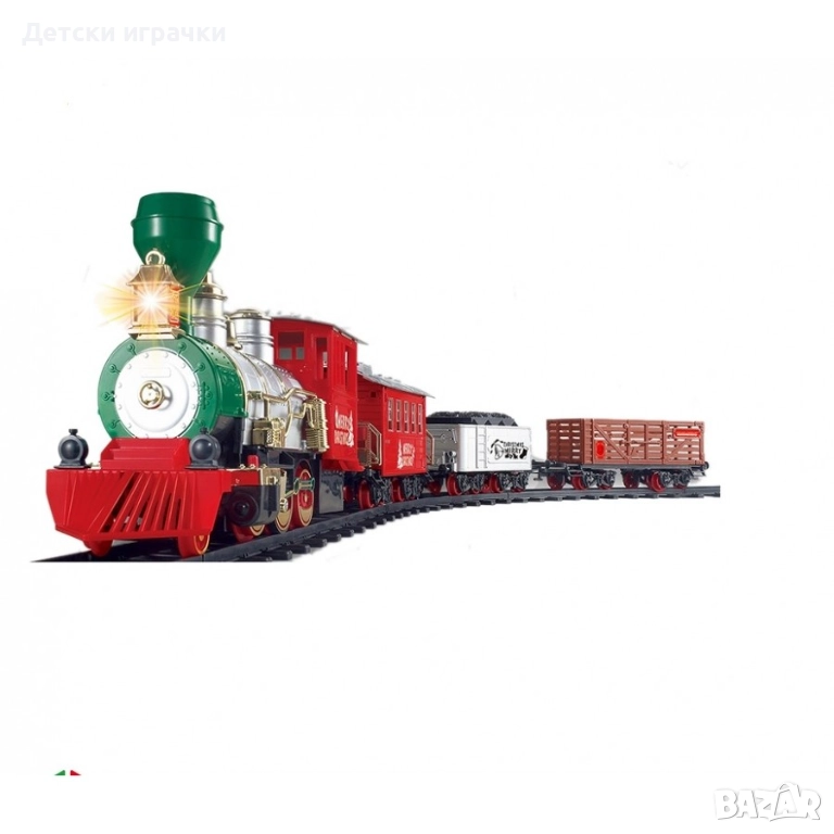 Коледен Влак с вагони и релси 500см, със звуци и светлини , снимка 1