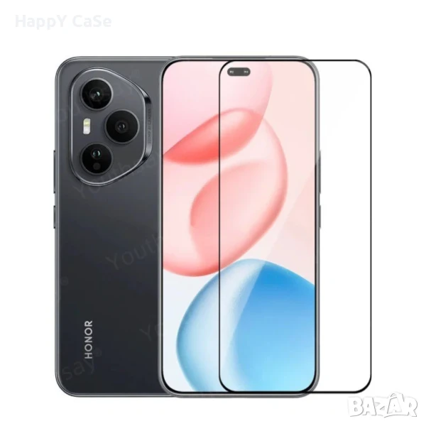 Honor 400 Pro / 200 Pro / 200 / 90 / 50 / 3D ЦЯЛО ЛЕПИЛО Извит стъклен протектор за екран, снимка 1