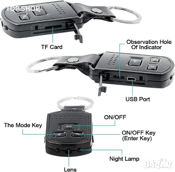 Мини скрита шпионска камера Ключ за кола, снимка 1