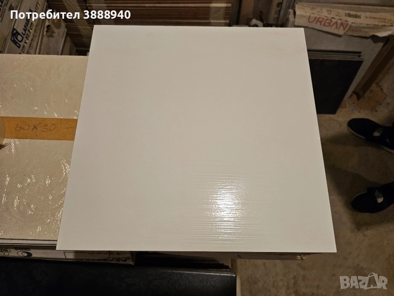 Гранитогресни плочки "Lafaenza"- бели/гланцови/на черти, снимка 1