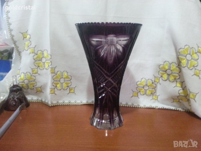 Кристална ваза цветен лилав кристал , снимка 1