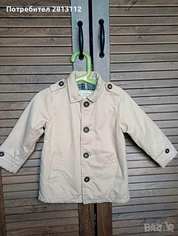 ZARA BABY Детско палтенце/тренчкот/парка в бежов цвят с топъл хастар, снимка 1