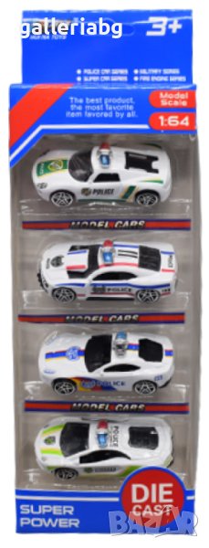 Комплект метални полицейски коли, колички, снимка 1