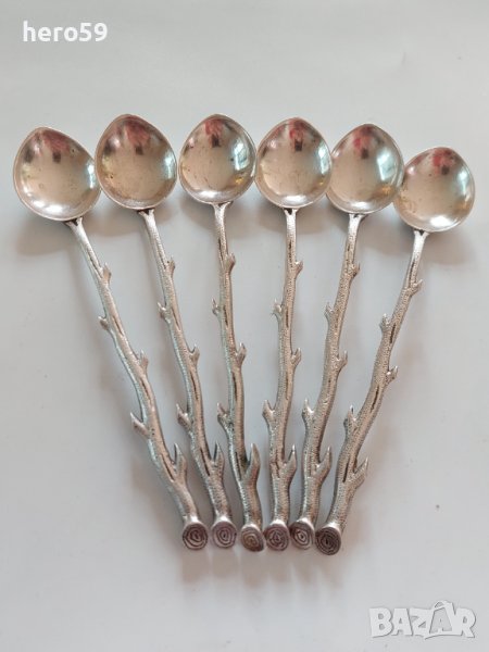 Сребърни дизайнерски лъжички за чай или кафе/шест броя/, снимка 1