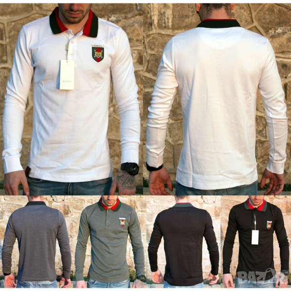 Gucci Дълъг Ръкав - Мъжки Поло Блузи, снимка 1