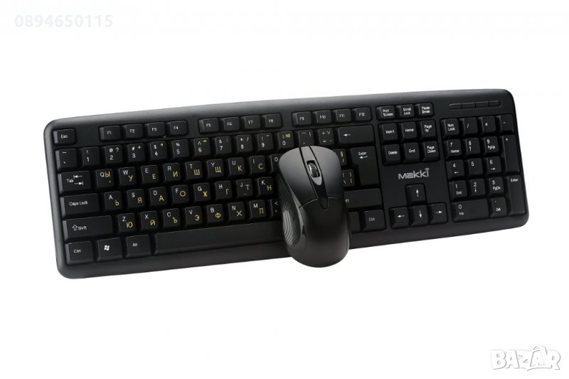 Комплект  мишка и клавиатура кирилизирана, безшумна, 1000 dpi, USB свързване, снимка 1
