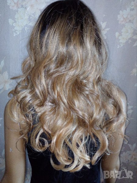 Нова дълга чуплива перука омбре черно към русо, снимка 1