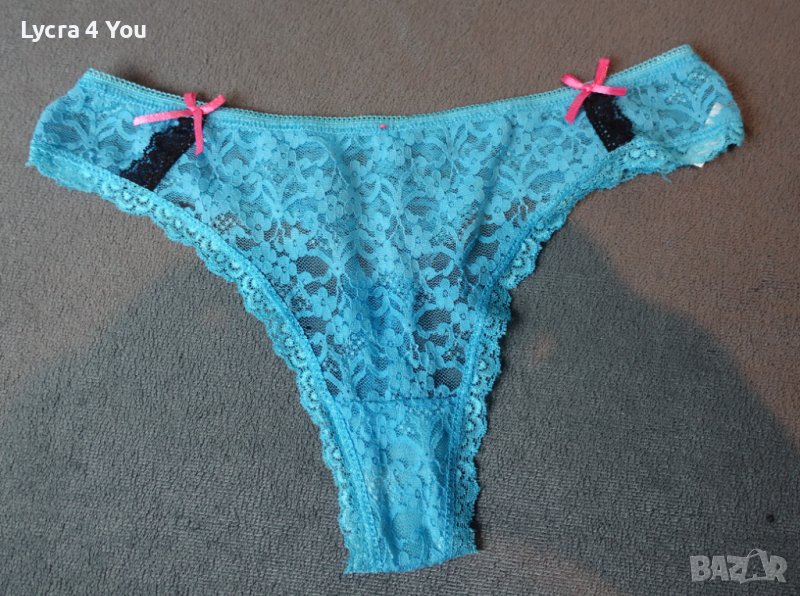 XS/S сини дантелени прашки с две розови панделки, снимка 1