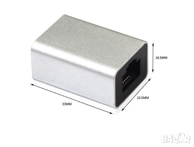 Lenovo RJ45 CAT6 LAN Ethernet 8P8C Жак Съединител Женско към Женско Алуминиев Мрежови Адаптер Защита, снимка 1