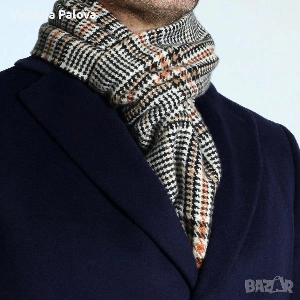 Голям кариран шал oversized с акцент в бордо, снимка 1