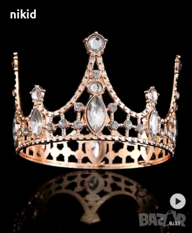 Корона Тиара метална медена сребриста златиста с камъни за украса декор на торта парти, снимка 6 - Други - 49727922