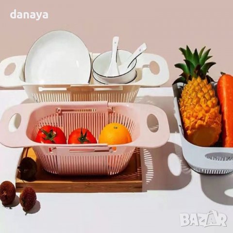 3531 Сгъваем гевгир за мивка разтегателен сушилник за зеленчуци и плодове, снимка 2 - Аксесоари за кухня - 39514073