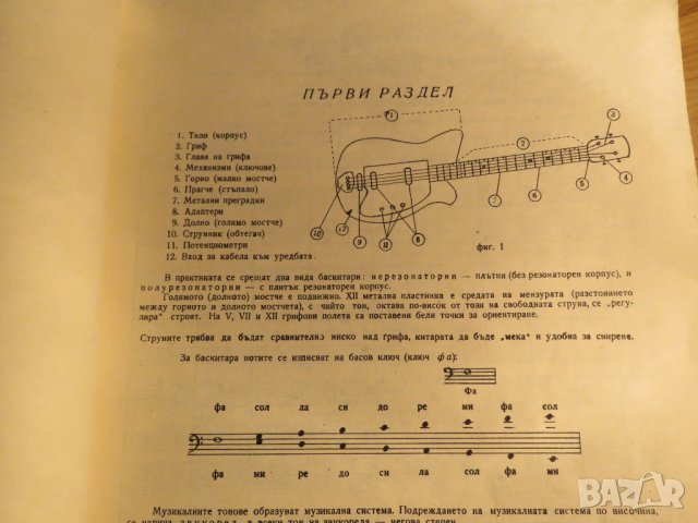 школа за бас китара, учебник за бас китара  Иван Горинов - Научи се сам да свириш на бас китара 1982, снимка 3 - Китари - 35663026