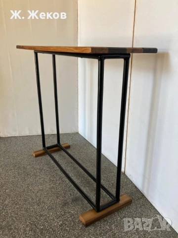 Дизайнерска конзолна маса от масив и метал - индустриален стил, снимка 5 - Маси - 53771862