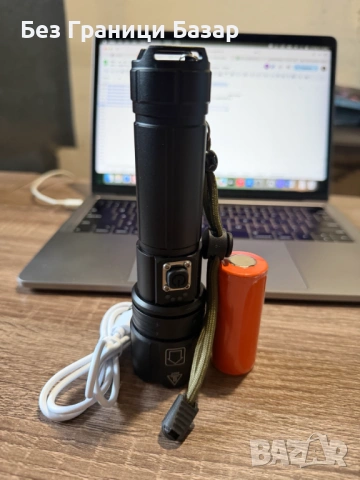 Нов Мощен презареждаем LED фенер с акумулатор 18650, USB зареждане и няколко режима на светене