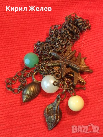 МЕСИНГОВА МОДНА ОГЪРЛИЦА с ФИГУРАЛНИ АРТ ВИСУЛКИ и ФАСЕТИРАН МИНЕРАЛ 25175