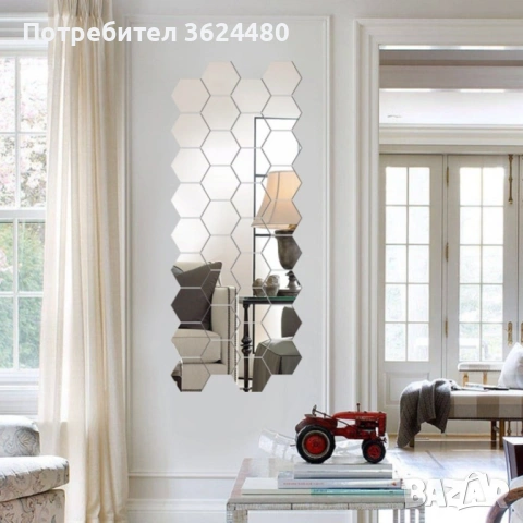 Шестоъгълни лепящи огледала  3847 от акрил, снимка 9 - Огледала - 53536644