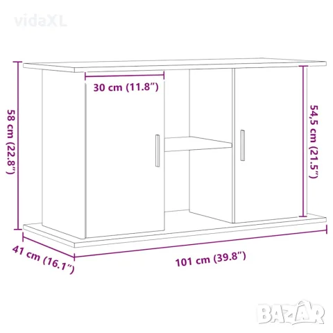 vidaXL Стойка за аквариум, дъб, 101x41x58 см, инженерно дърво, снимка 10 - Аквариуми - 56148304