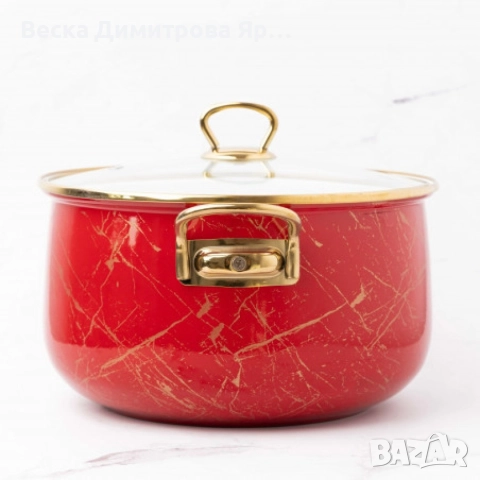 Тенджера Goldmann GM 8017-26R, 26x16см.\8.5л., Емайл, Индукция, Червена, снимка 4 - Съдове за готвене - 52793708