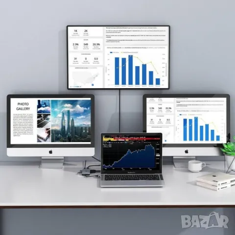 ПРОМО ! 12 in 1 / 4К Мултифункционален хъб за MacBook / докинг станция !, снимка 2 - Кабели и адаптери - 47664155