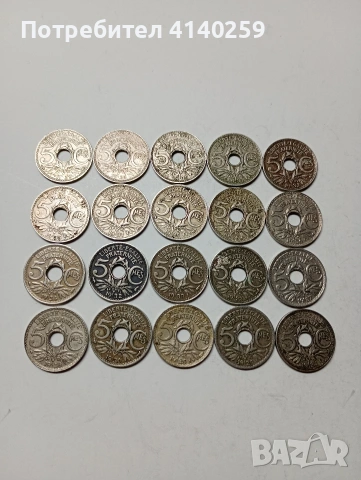 ФРАНЦИЯ МОНЕТИ ЛОТ 5 САНТИМА 1921-1922 Г 