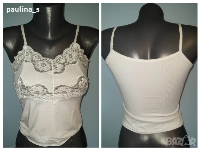 Два броя / Луксозен сатенен потник и потник с дантела , снимка 8 - Потници - 26499897