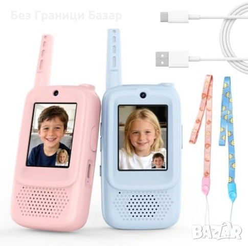 Нови Детски видео уоки-токи комплект, видео чат, гласови съобщения, 350м