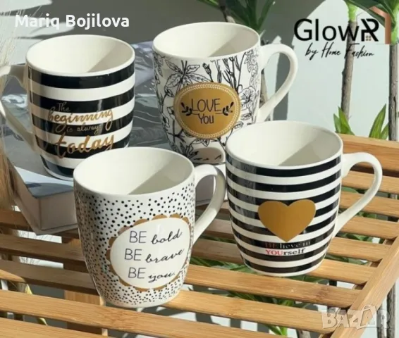 Керамична чаша, черно бели мотиви, , снимка 1