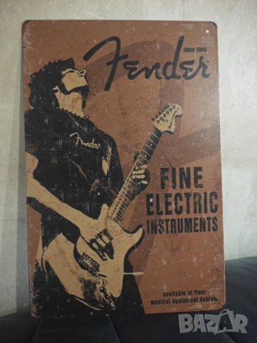FENDER since 1946 Fine Electric Instruments-метална табела (плакет), снимка 2 - Китари - 53518146