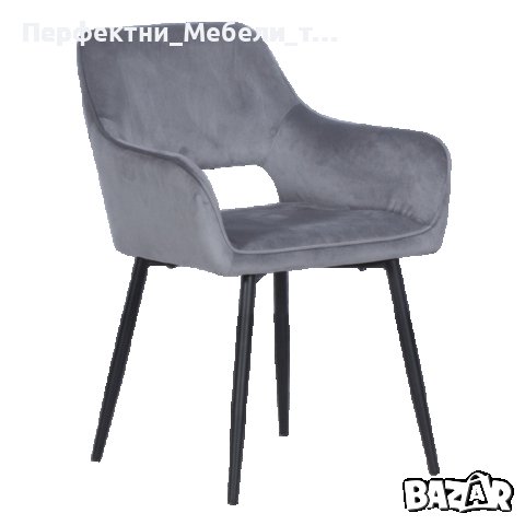 Луксозни трапезни столове в сива мека дамаска плюш-Промо цена