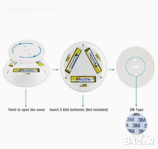 Безжична led светодиодна лампа с дистанционно управление на батерии 1бр. - 257969, снимка 4 - Лед осветление - 51383450