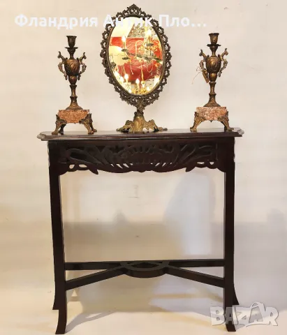 Настолно огледало с ажурна бронзова рамка №2, снимка 6 - Огледала - 49621548