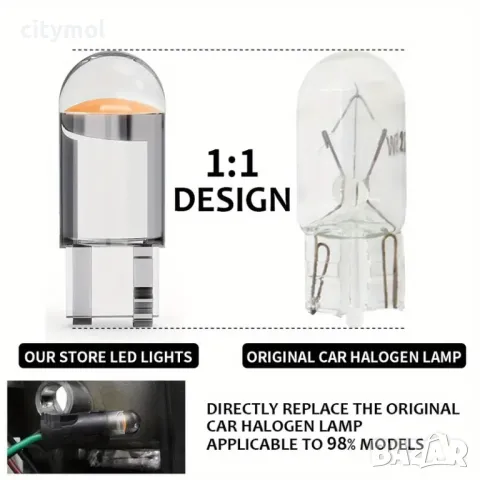 LED крушки T10 W5W габаритни,  диодни бели, снимка 2 - Аксесоари и консумативи - 47422646