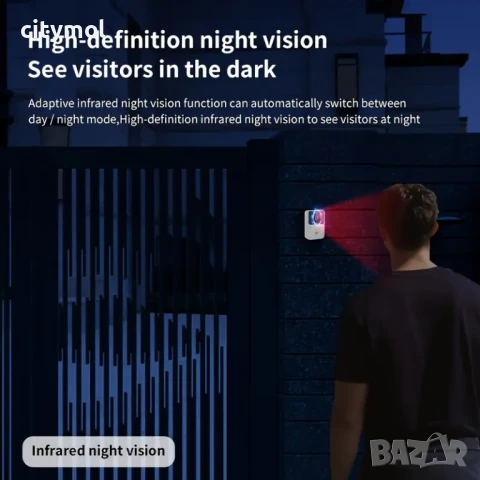 Smart Video звънец  Android, iOS, USB станция, нощен режим, двупосочно аудио,Tuya, SmartLife, снимка 3 - Други - 51132127