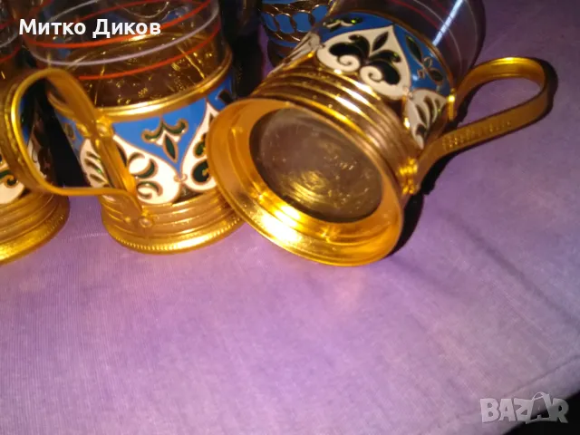 	Стакани Подстакани СССР руски 6броя -6 чаши 2вида х3бр рисувани емайл маркировка, снимка 4 - Други ценни предмети - 48870375