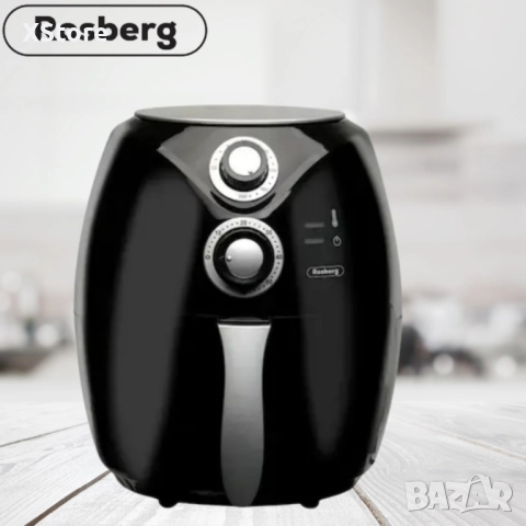 Фритюрник AirFryer Rosberg Premium, 1600W, 3л., Горещ въздух, Таймер, до 200°C, Черен, снимка 2 - Фритюрници - 52437319