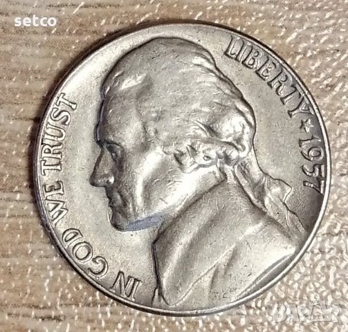 5 цента 1957 САЩ с170, снимка 1 - Нумизматика и бонистика - 36001996
