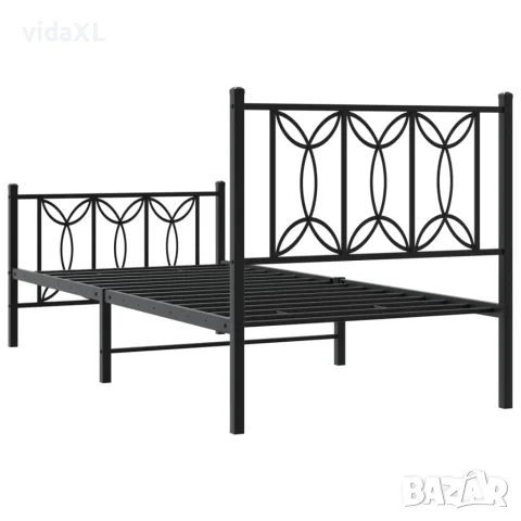 vidaXL Метална рамка за легло с горна и долна табла, черна, 90x200 см, снимка 6 - Спални и легла - 56147378