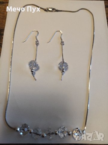 Сребърен комплект,колие и обеци (6) (6), снимка 3 - Бижутерийни комплекти - 38817023