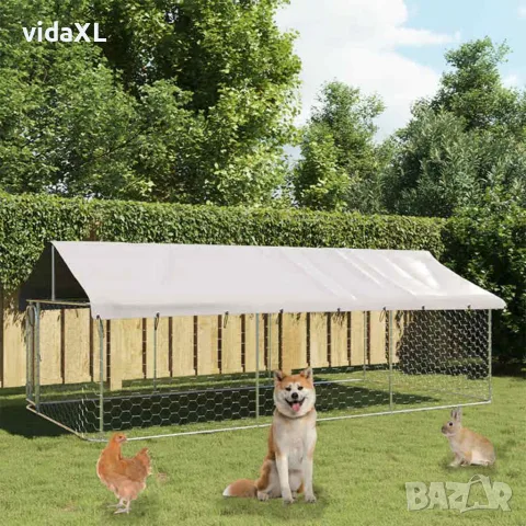 vidaXL Дворна клетка за кучета с покрив, 400x200x150 см, снимка 2 - За кучета - 56146198