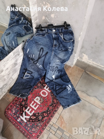 Дънки с рисунки боя спрей , снимка 3 - Дънки - 51754553