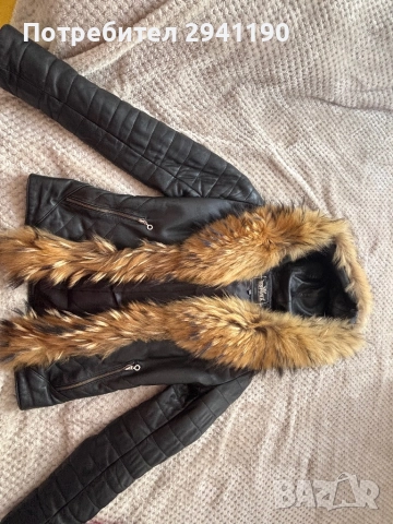 Кожено яке с лисичи косъм , снимка 1