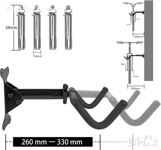 Стенен монтаж за велосипед, снимка 3 - Аксесоари за велосипеди - 53651415