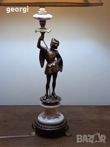 италианска ретро бронзова настолна лампа , снимка 14 - Настолни лампи - 44327235