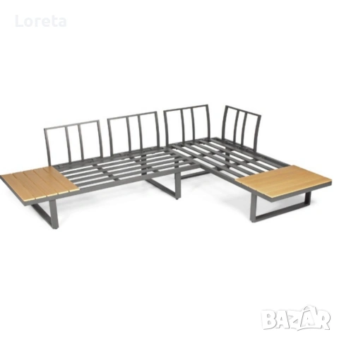 Градински комплект KANZA - модулен ъглов диван от алуминий с удобни възглавници и маса, снимка 8 - Градински мебели, декорация  - 53374194