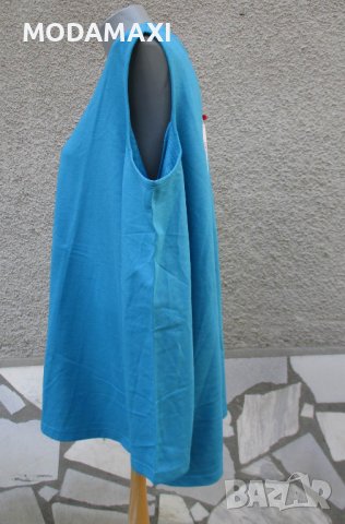7XL Нова синя блуза Sheego  голи рамене, снимка 4 - Блузи с дълъг ръкав и пуловери - 38710588
