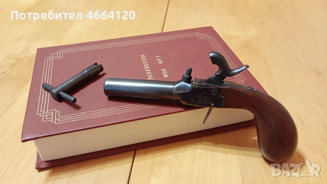 Копие на ,,Деринджър" Лиеж- Белгия,Кал.44.Към него са тайник- книга и ключ с двойно предназначение. , снимка 4 - Бойно оръжие - 53141862